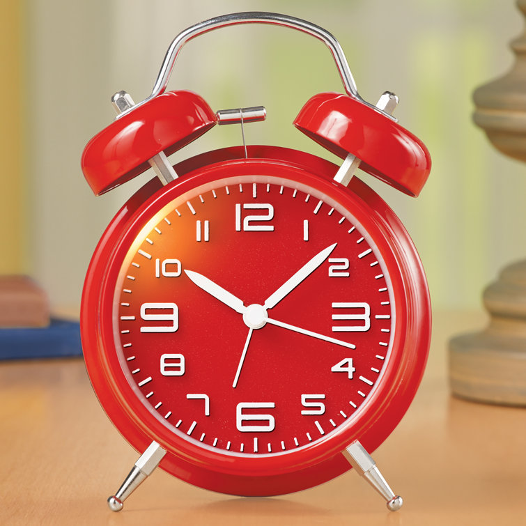 Ebern Designs Analog Electric Alarm Tabletop Clock in Red Wayfair